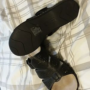 Ladies black sandals worn once asking 30.00